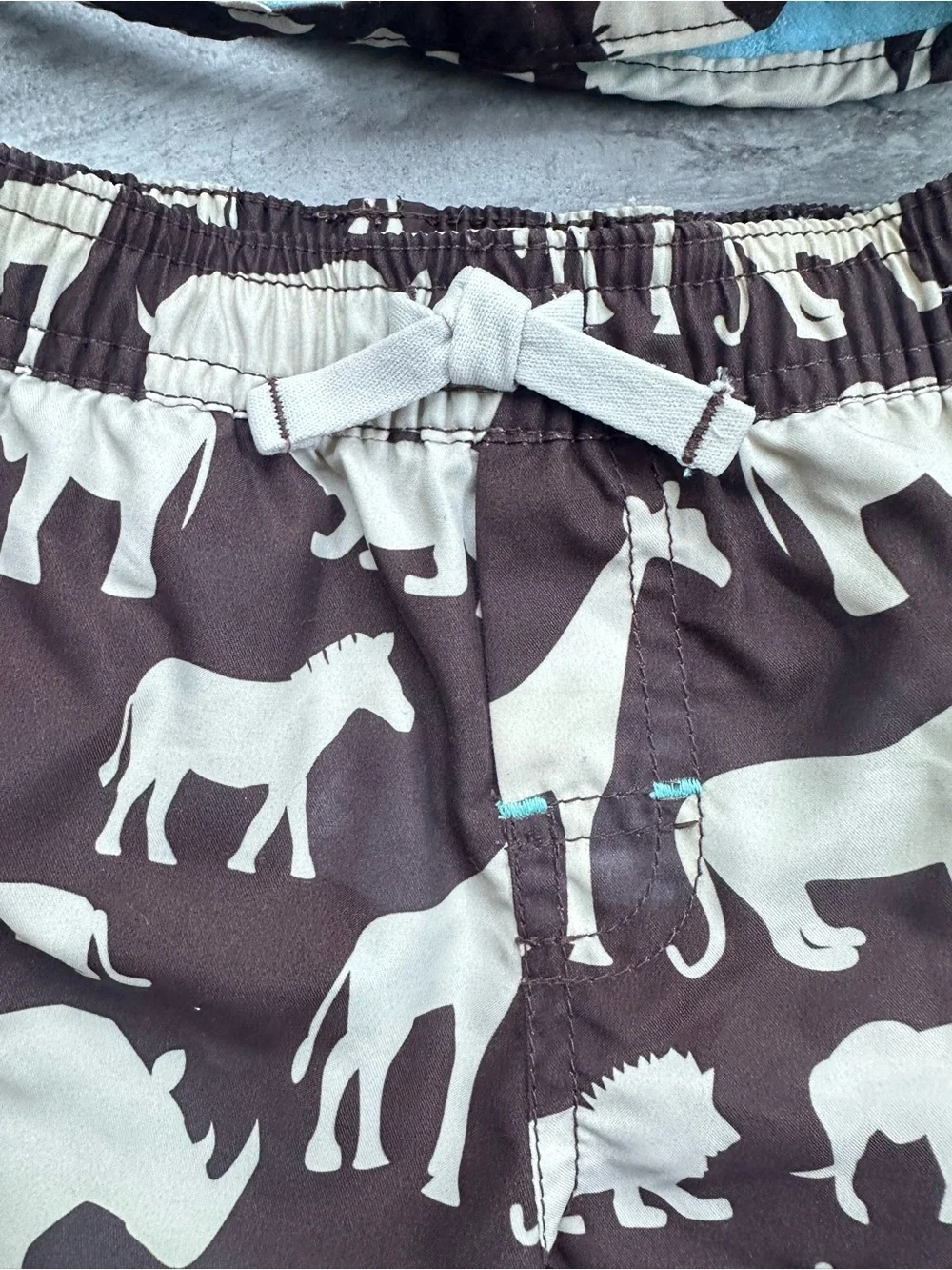 Gap Kids Brown Safari Animal Swim Set with Hat 12-18 mos